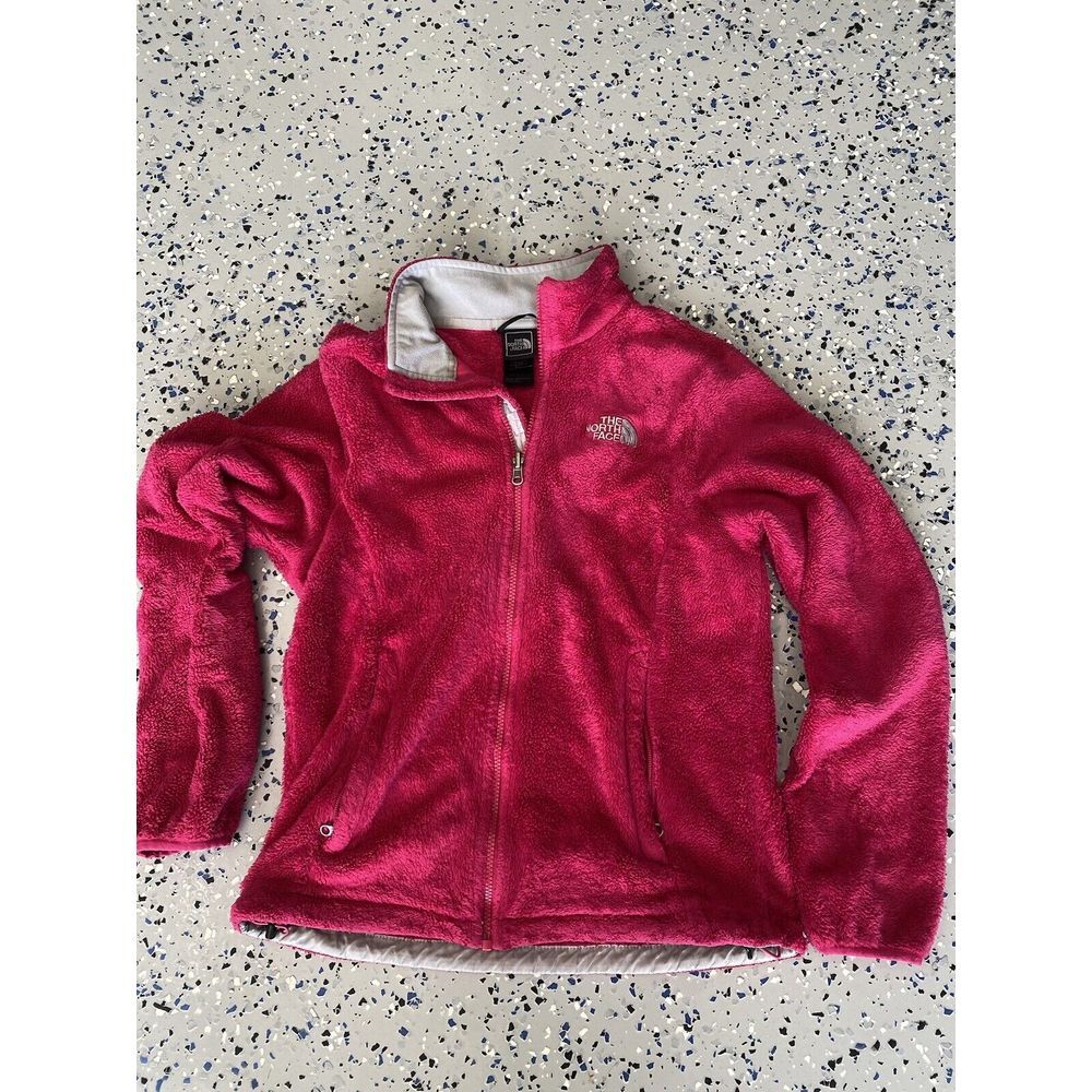 The North Face Jacket‎ Women's M Pink Fuzzy Full Zip, Zip Pockets